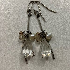 Silpada dangle earrings with pearl, crystals and chain accents